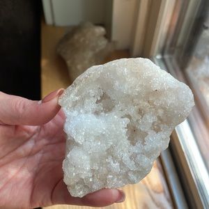 Sparkly white sugar Quartz geode cluster from Madagascar!! Snow quartz 🌈